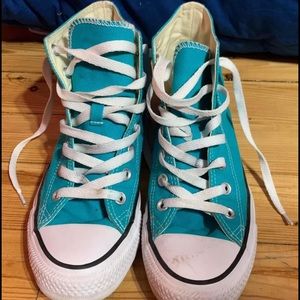Turquoise high top Converse